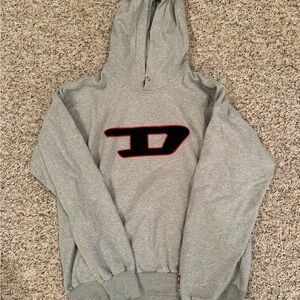 Diesel Men’s Gray Logo Hoodie Size M